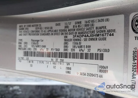 2017 Ford Fiesta S из США, поврежденный, VIN 3FADP4AJ0HM167744